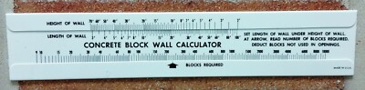Concrete Block Wall Calculator Estimator Slide Rule Calculates CMU Qty for wall