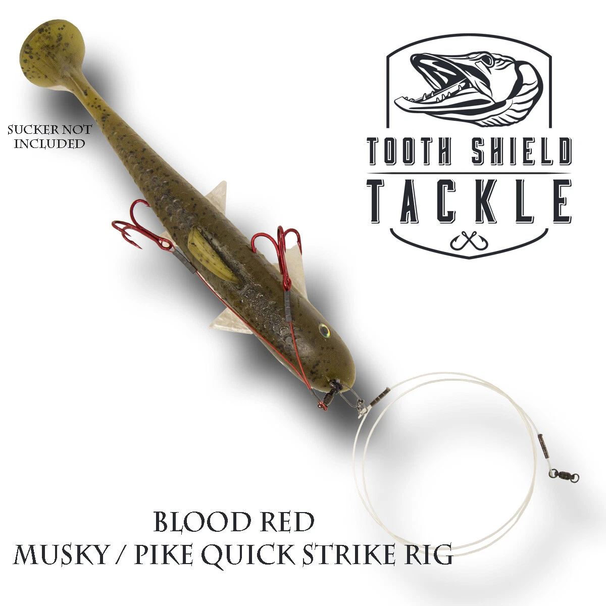 Camo Musky Quick Strike Sucker Harness Rig Muskie Sucker Harness 175 lb.