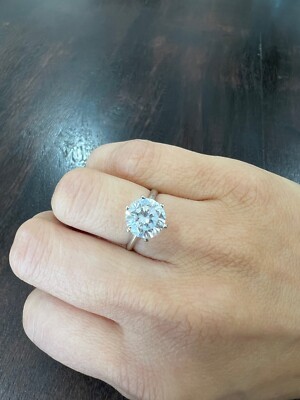 Solid 14k White Gold w/ High Quality Cubic Zirconia Engagement Ring | eBay