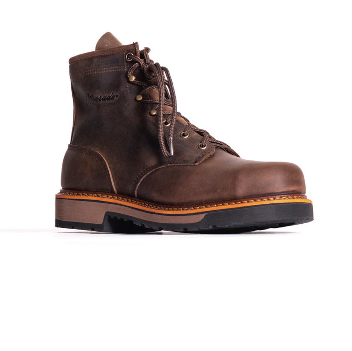 Silverado Mens 6in Lumberjack Shipyard Oil Brown Leather Work Boots