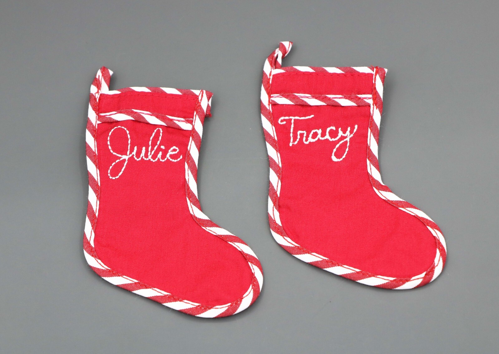 American Girl 2 red felt stocking for 18'' doll Julie Albright Fireplace Set