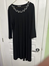 Tango Mango Collection Women’s Black/White Slinky Polyester Blend Midi Dress szL