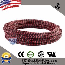 5 FT. 1/16" Black Red Expandable Wire Sleeving Sheathing Braided Loom Tubing UL