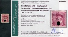 Sudetenland MAFFERSDORF 24 LUXUS ** MNH POSTFRISCH+gepr. BEFUND 90EUR (y79221