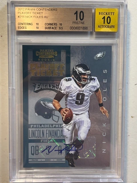 Nick Foles BGS 10 10 2012 Panini Contenders /99 Playoff Ticket Rookie Auto RC