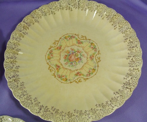 Aristocrat Imperial Ware 1930s 10in Plates 22K Gold SET OF 3 Toledo Delight VTG - Picture 4 of 12