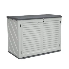 Horizontal Storage Shed 28 Cu Ft Weather Resistance Tool Shed Lockable White