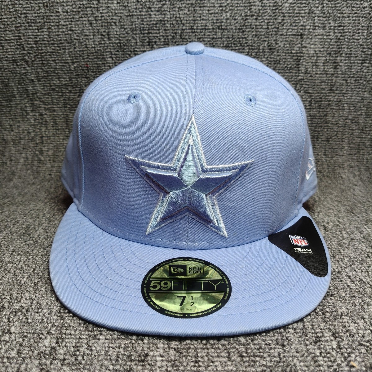 New Era Dallas Cowboys 59FIFTY Fitted Hat Cap Light Blue Size 7 1/2 NFL Star