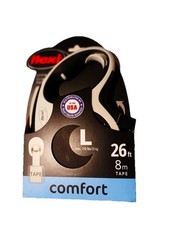 Flexi New Comfort BLACK Tape Leash 26 ft L Dogs Up To 110 lbs. UPC: 840317106480