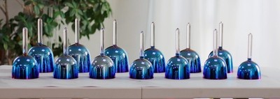 MountainRain 432HZ Alchemy blue Colorful Handle Crystal Singing Bowl