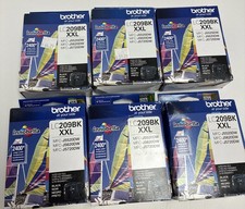 LOT of 6 Brother LC209BK Super High Yield Ink Cartridge, Black exp 6/21-11/26