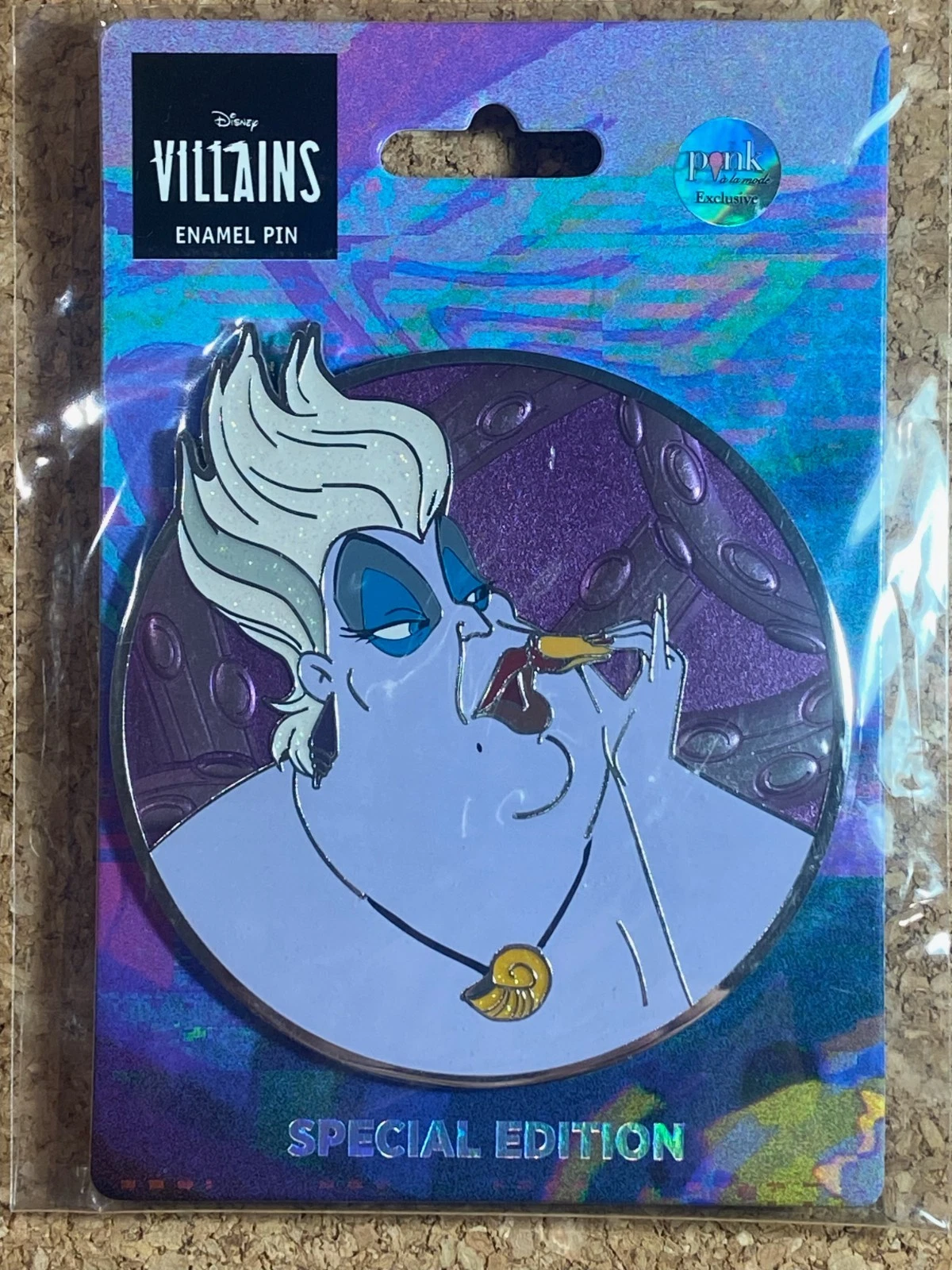 Disney PALM Pink A La Mode LE 300 URSULA Expressions 3” Jumbo Villain Pin