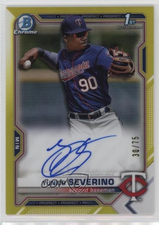 2021 Bowman Chrome Prospects Yellow Refractor 30/75 Yunior Severino Auto yk0