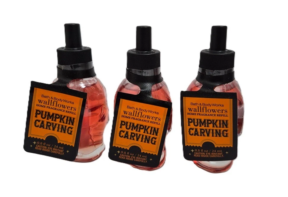 Bath & Body Works Pumpkin Carving Skull Shaped Wallflower Home Fragrance Bulb x3 - product detail image 1