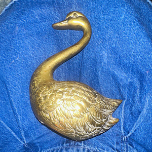 Vintage Brass Swan Bird Figurine Metal Paperweight Decor Made in Korea