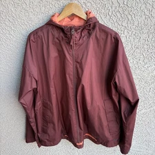 REI Co-op Women's Windbreaker Jacket Sz. XL Maroon Lightweight Hooded Pockets