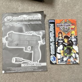 SEGA Saturn Virtua Gun Blue Wired Light Gun w/ Virtua Cop 2 Disc & Manual Boxed