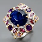 Gemstone 7 ct+ Blue Sapphire Ring 925 Sterling Silver Size 8.75 /R466453