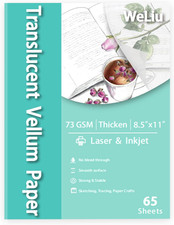 Papel vitela imprimible translúcido 8,5 x 11 65 hojas para trazar 50 lb/73 gsm
