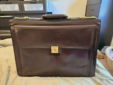 Vintage Heritage Burgandy Leather Briefcase Expandable Locking Hard Case