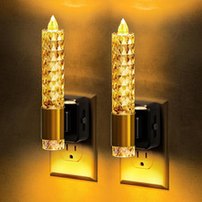Night Light, Amber Candle Night Lights Plug into Wall,2 Pack 0-100 LM Dimmable N