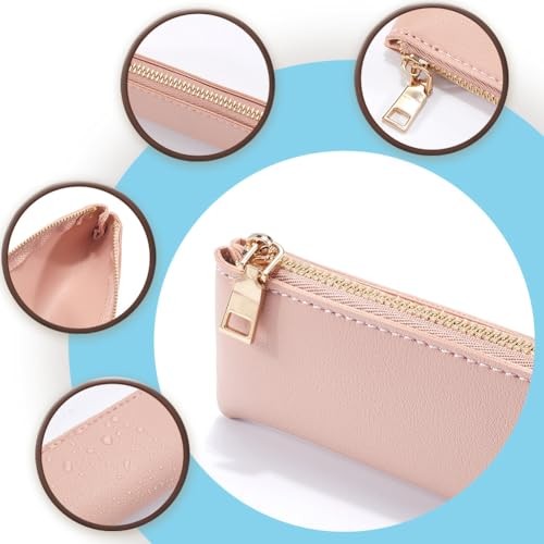 Bolsa de almacenamiento de papelería Estuche para lápices de cuero PU Diseño delgado Suave Pequeño Rosa - Imagen 6 de 6