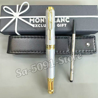 🎉MONTBLANC Writers Edition Victor Hugo Silver Gold Rollerball Pen w/ Box Refill