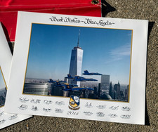 2 Official Blue Angels flying over The World Trade Center NYC  11" x 14" Picture