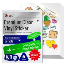 Uinkit 105Sheets Premium 90% Clear Vinyl Sticker Paper for Inkjet Printer - I...