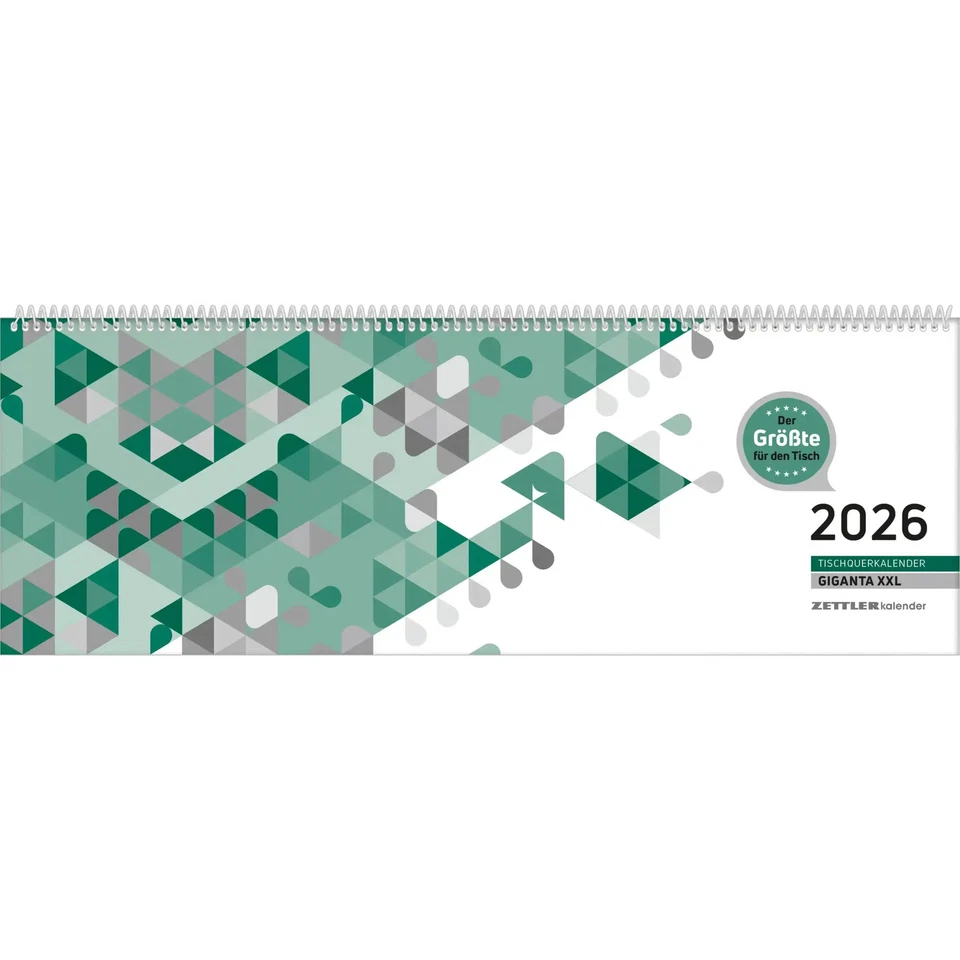NEUMANN VERLAGE GMBH & CO Tischquerkalender Giganta XXL grün 2026 - 42,2x14,8 cm - 1 Woche auf 2 Seiten...