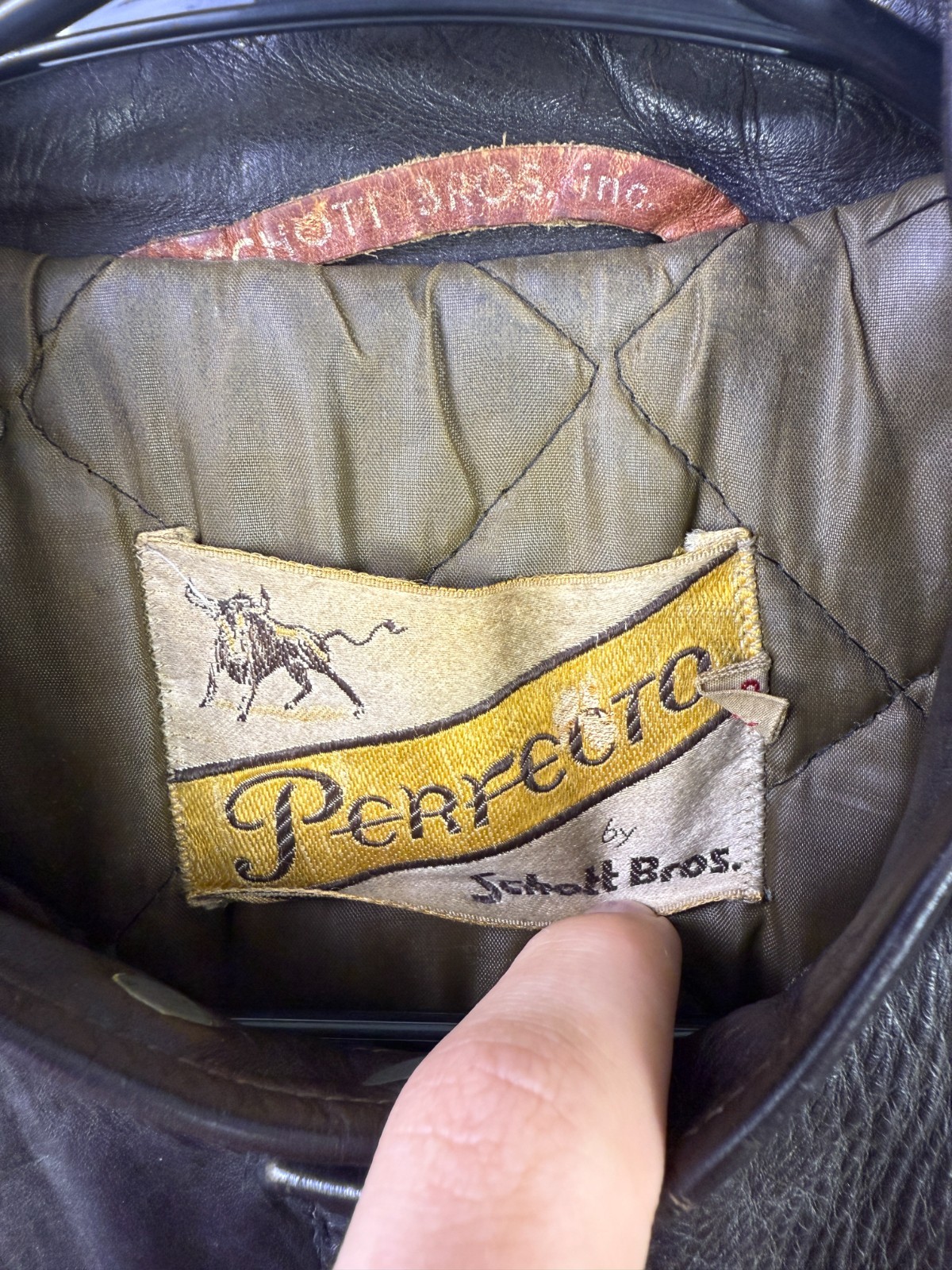 VTG Schott Bros Perfecto Leather Jacket Men's Size 46 Brown Harley Davidson Logo