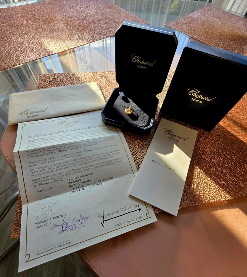 Chopard Happy Diamonds Herz Anhänger 18K Gelbgold 0,15ct mit Zertifikat & Box - Bild 4 von 4