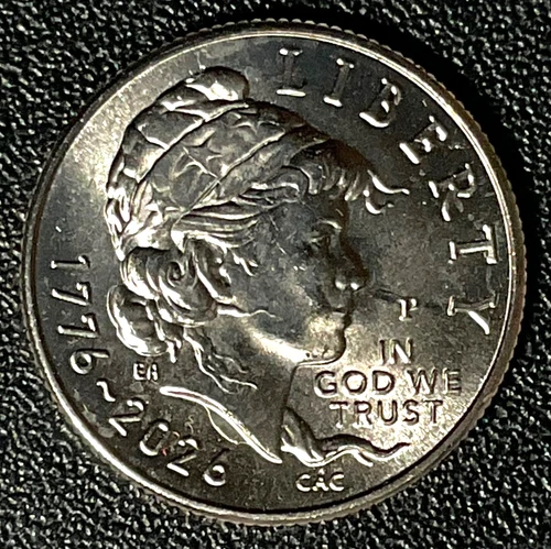 Emerging Liberty Dime 1776-2026 P, with DIE CRACK UNDER BUST ERROR