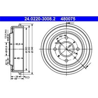 2X ATE Bremstrommeln 203Mm Hinten Passend FüR Ford Courier Fiesta