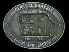 UA03171 VINTAGE 1989  CENTRAL HAWKEYE GAS ENGINE  TRACTOR ASSN.  BELT BUCKLE
