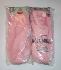 Vintage Dearfoams Pink Soft Faux Fur Booties Slippers Women's XL 9.5 - 10.5 