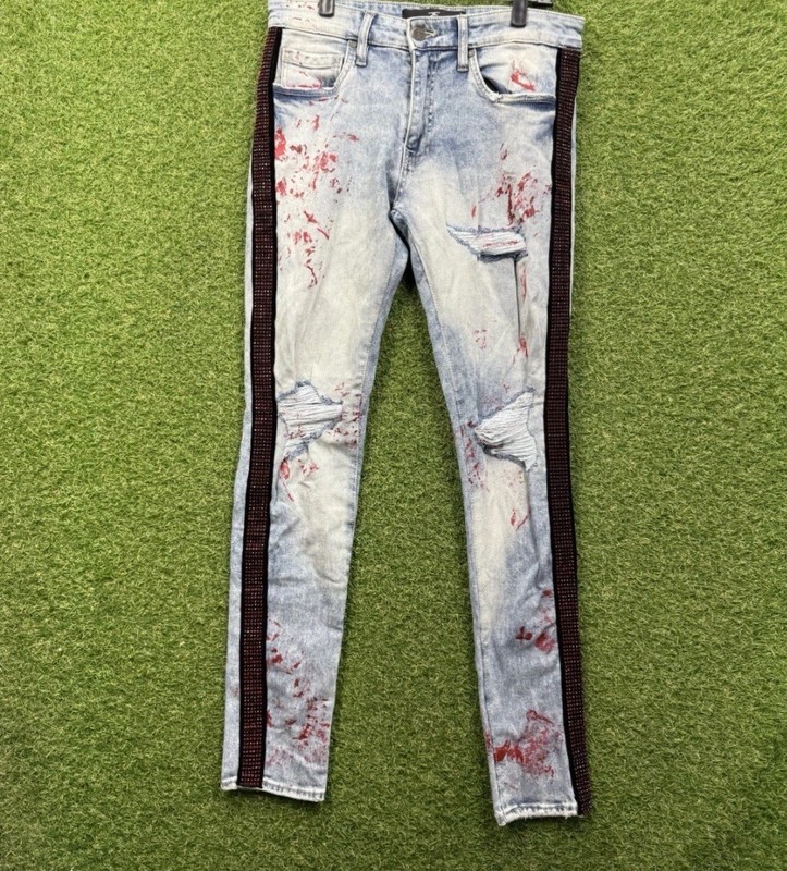  Jordan Craig Legacy Edition Reg Rise Jeans Men's 38x32 Jeweled DISTRESSED NWOT
