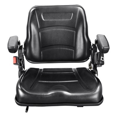 Forklift Tractor Seat Fold Down Adj Back Seatbelt Armrests 6.3-13.4in Slot Black