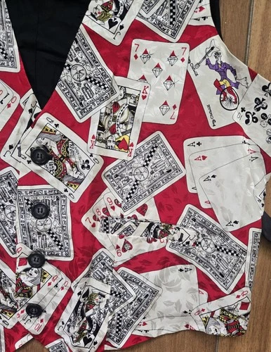 Nicole Miller Vintage 1990's Silk Vest Men's Large Slim Fit Casino Playing Cards image 8