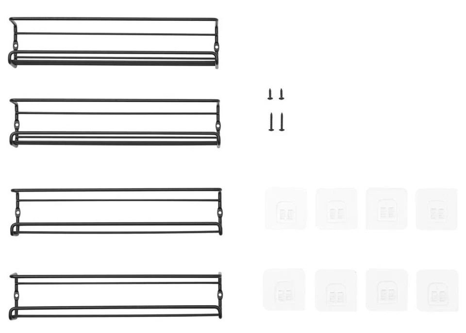 4x Kitchen Cupboard Door/Wall Mounted Spice Rack Holder Organizer Rack Shelf - Image 3 of 3