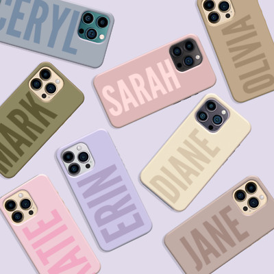 Personalisierte Handyhülle für iPhone 14 12 13 11 7 Pastell Name Weich Silikon Cover