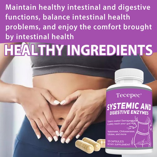 Systemic & Digestive Enzymes, Digestive & Gut Health, 30/60/120 Capsules - Picture 4 of 12