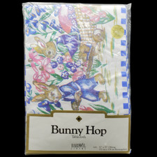 BARDWIL LINENS EASTER 52" x 70" Tablecloth Spring Bunny Hop Permanent Press