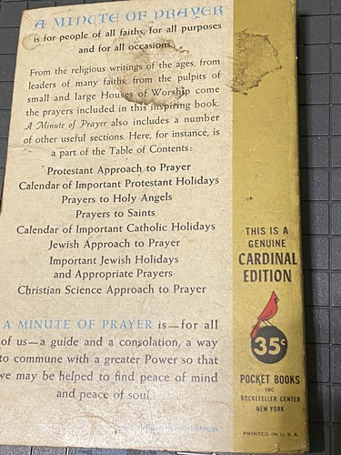 A Minute of Prayer by Christopher Cross, 1954, Pocket Books Press, Paperback - Picture 2 of 2