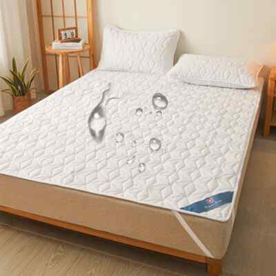 Waterproof Mattress Protector - Breathable Noiseless Mattress Cover Pad Straps