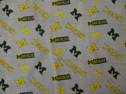 UNIVERSITY OF MICHIGAN U of M WOLVERINES M GO BLUE DOTS COTTON FABRIC FQ - 第 1/6 張圖片