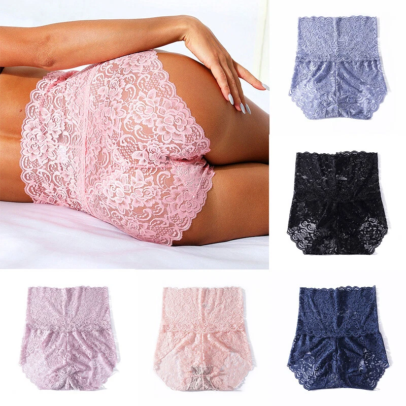 Women High Waist Knicker Briefs Tummy Control Underwear Lace Sexy