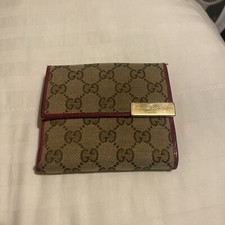 Gucci Compact Trifold Wallet in GG Guccissima Canvas, Pink Leather