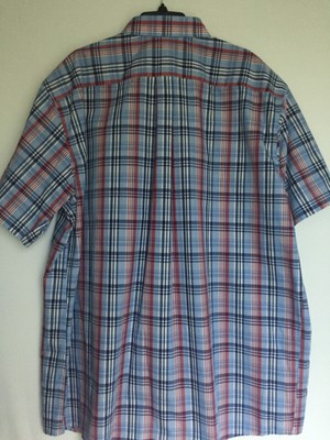 Camicia Da Uomo Roundtree & Yorke Travel 4XT Manica Corta, A Quadri, Blu/bianco/rosso, Nuova Con Etichette