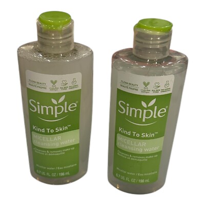 Lot of 2 Simple Sensitive Skin Cleansing Micellar Water Kind to Skin 6.7 oz